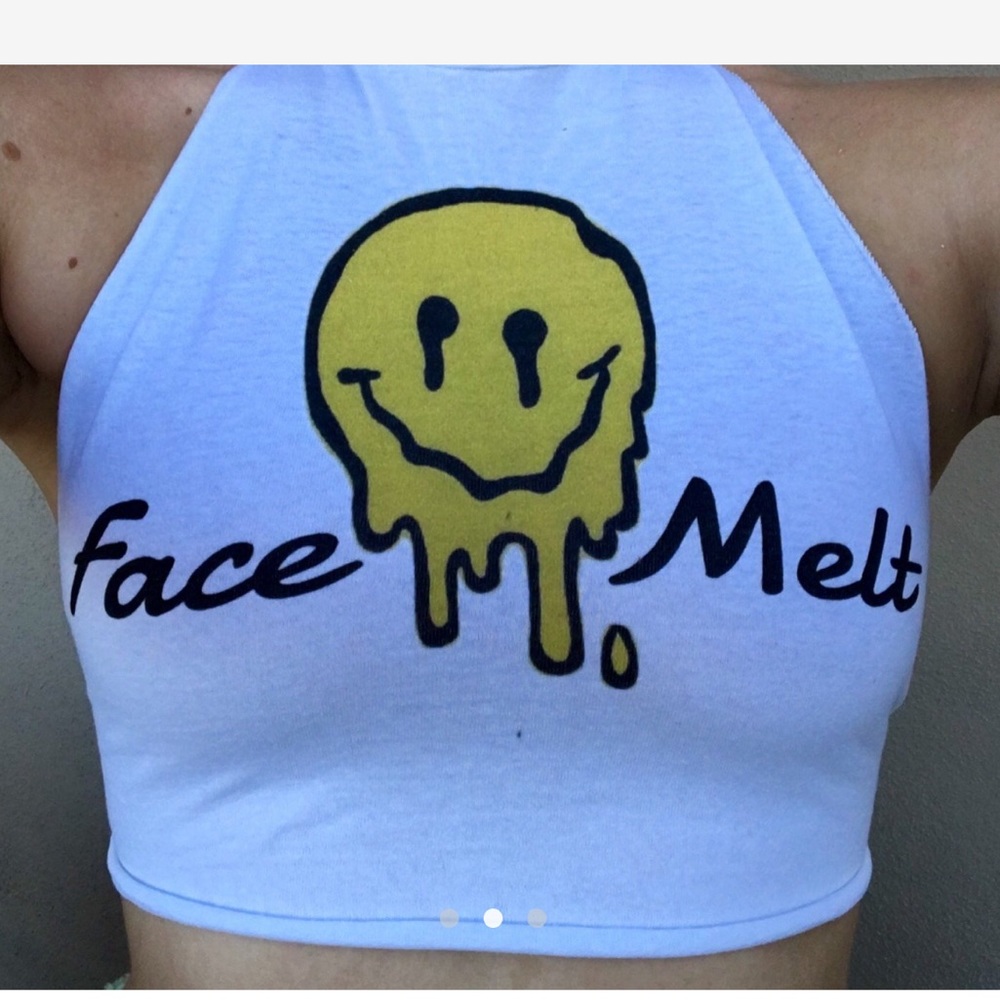 Rave/ Festival Face Melt Crop Top